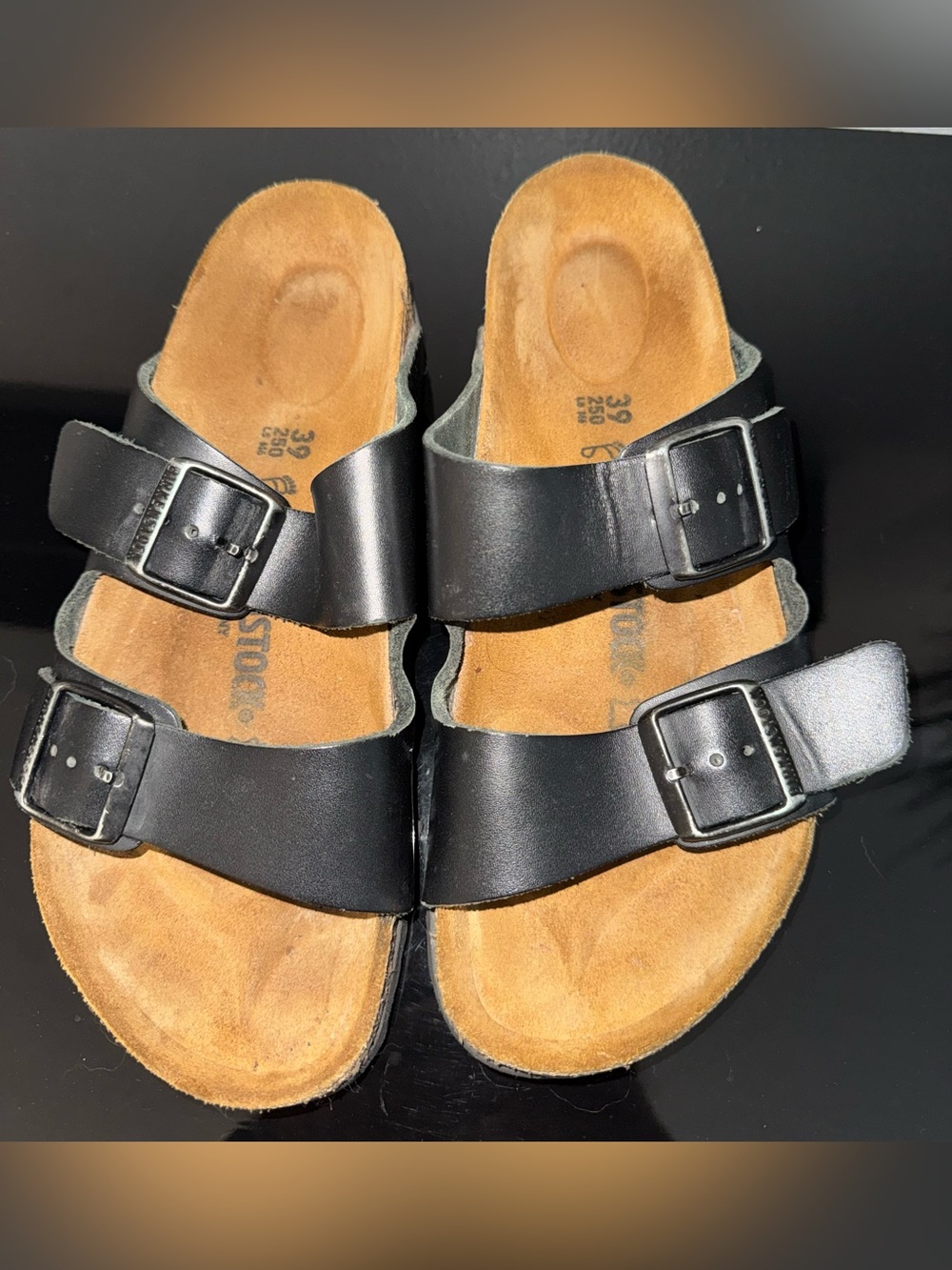 Birkenstock Womens Black Two-Strap Sandals